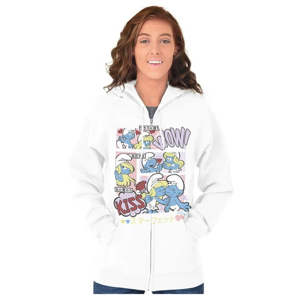 Smurfette Cute Romantic Smurfs Manga Zip Hoodie Sweatshirt Women Brisco Brands M