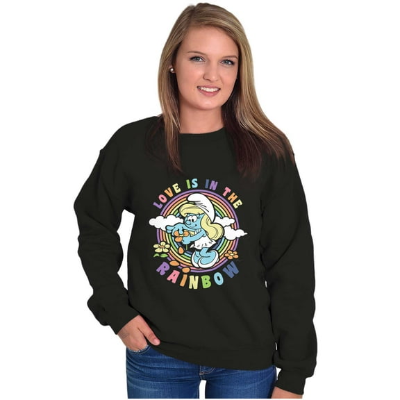 Smurfette Love is in the Rainbow Women Crewneck Sweatshirt Brisco Brands S