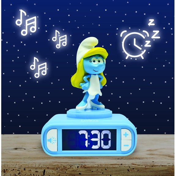 Lexibook, The Smurfs, The Smurfs Nightlight Alarm Clock, Sounds and Melodies, Backlit LCD Screen, Luminous, Snooze