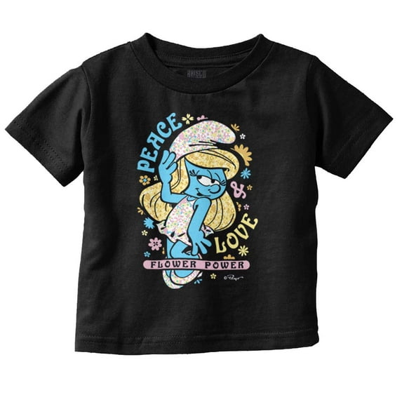 Smurfette Peace Love Flower Power Youth T Shirt Tee Girls Infant Toddler Brisco Brands 6M