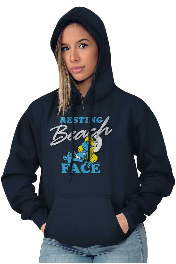 Smurfette Resting Beach Face Smurfs Hoodie Sweatshirt Women Brisco Brands S