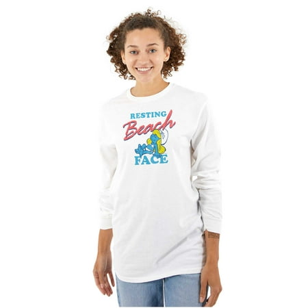 Smurfette Resting Beach Face Smurfs Women Plus Size Long Sleeve Tee Brisco Brands 3X
