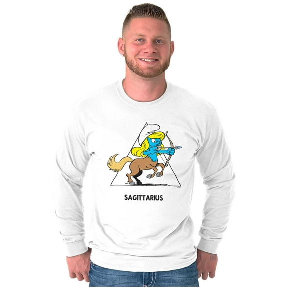 Smurfette Sagittarius Zodiac Sign Long Sleeve TShirt Men Women Brisco Brands S
