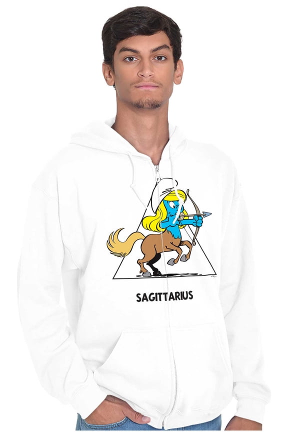 Smurfette Sagittarius Zodiac Sign Unisex Plus Size Zip Hoodie Brisco Brands 5X