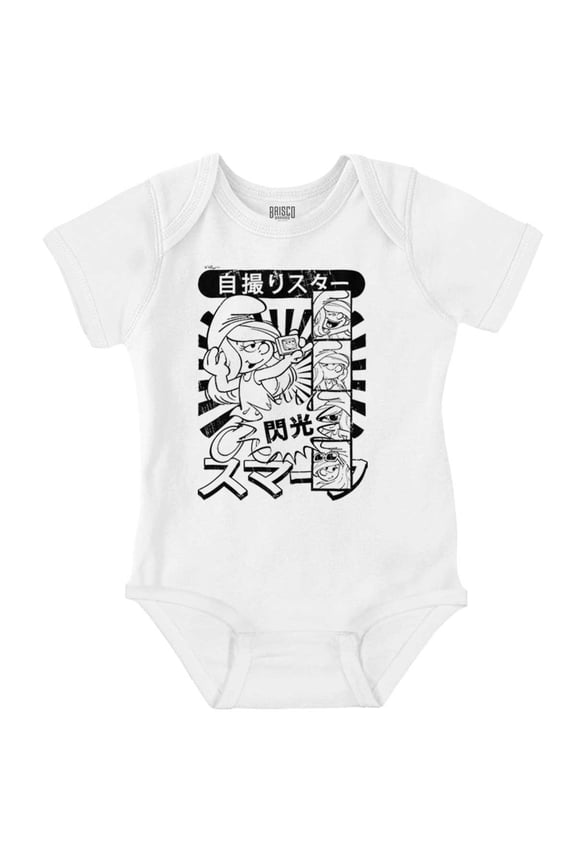 Smurfette Selfie Kanji Manga Comic Romper Boys or Girls Infant Baby Brisco Brands 6M