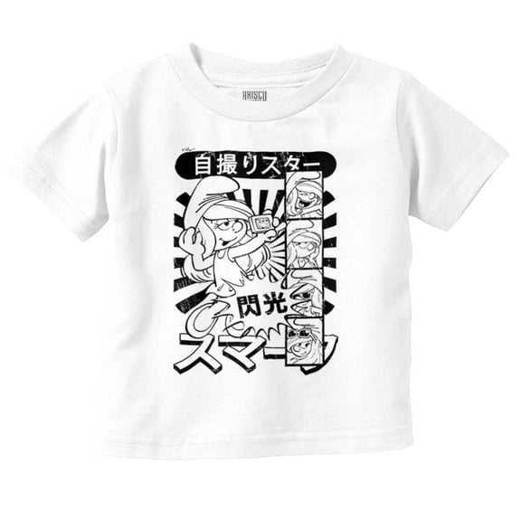 Smurfette Selfie Kanji Manga Comic Toddler Boy Girl T Shirt Infant Toddler Brisco Brands 5T