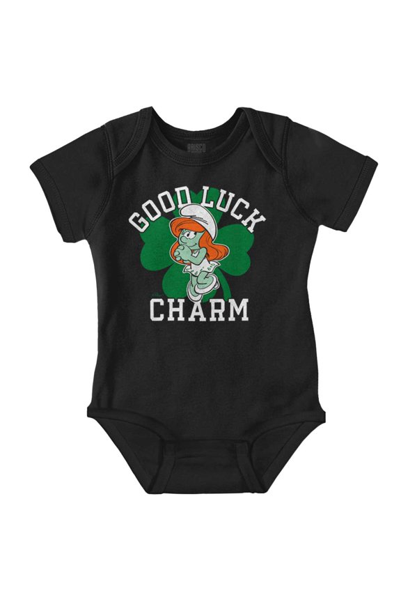 Smurfette St Paddys Good Luck Charm Bodysuit Jumper Girls Infant Baby Brisco Brands NB