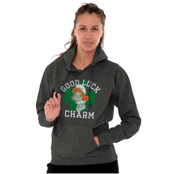 Smurfette St Paddys Good Luck Charm Hoodie Sweatshirt Women Brisco Brands 4X