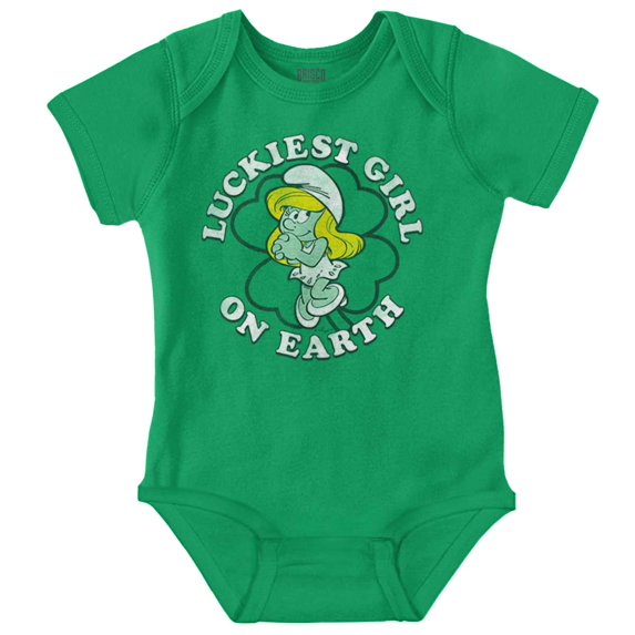 Smurfette St Paddys Luckiest Girl Bodysuit Jumper Girls Infant Baby Brisco Brands 18M