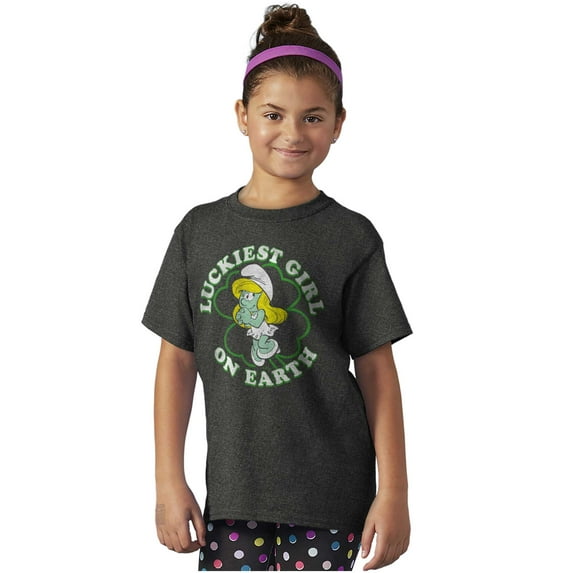 Smurfette St Paddys Luckiest Girl Girls Kids T Shirt Tees Teen Brisco Brands XS