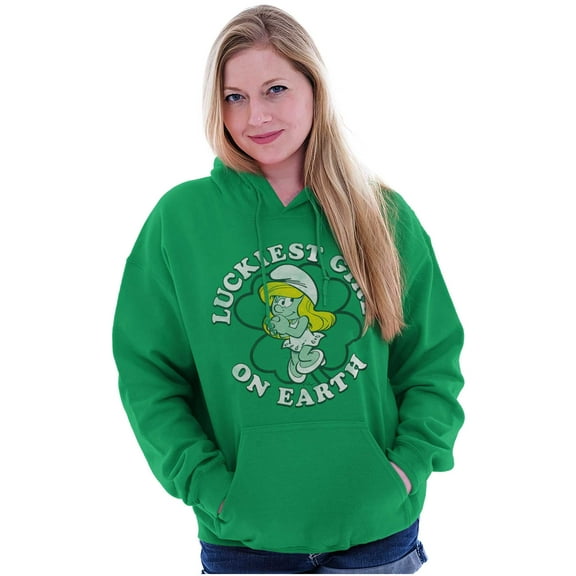 Smurfette St Paddys Luckiest Girl Women Plus Size Hoodie Brisco Brands 2X