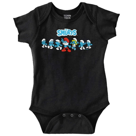 Smurfs 80s Retro Cartoon Characters Romper Boys or Girls Infant Baby Brisco Brands 12M