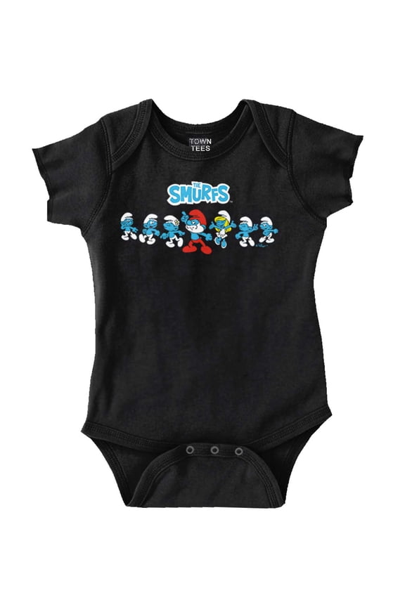 Smurfs 80s Retro Cartoon Characters Romper Boys or Girls Infant Baby Brisco Brands NB