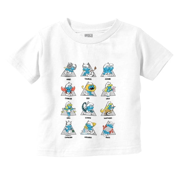 Smurfs Astrology Cartoon Zodiac Signs Toddler Boy Girl T Shirt Infant Toddler Brisco Brands 12M