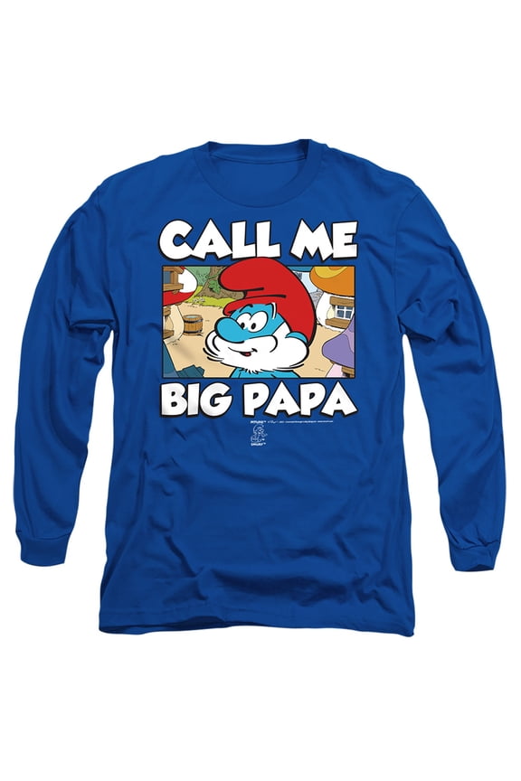 Smurfs Call Me Big Papa Unisex Adult Long-Sleeve T Shirt,Call Me Big Papa Royal Blue,Medium