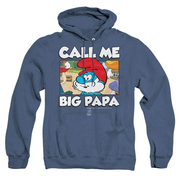 Smurfs Call Me Big Papa Unisex Adult Pull-Over Heather Hoodie,Call Me Big Papa Royal Blue,Medium