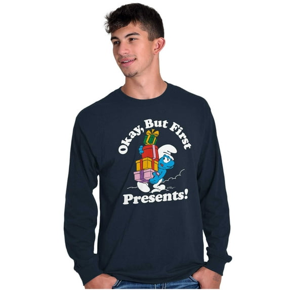 Smurfs Cartoon Christmas Presents Long Sleeve TShirt Men Women Brisco Brands S