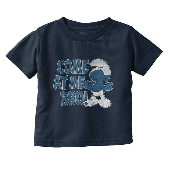 Smurfs Cartoon Come At Me Bro Funny Toddler Boy Girl T Shirt Infant Toddler Brisco Brands 18M