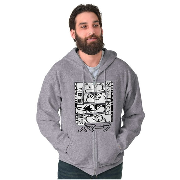 Smurfs Cartoon Manga Panel Aesthetic Zip Up Hoodie Men's Women's Brisco Brands S
