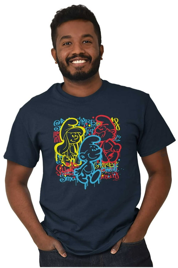 Smurfs Characters Retro 90s Graffiti Men's Graphic T Shirt Tees Brisco Brands S