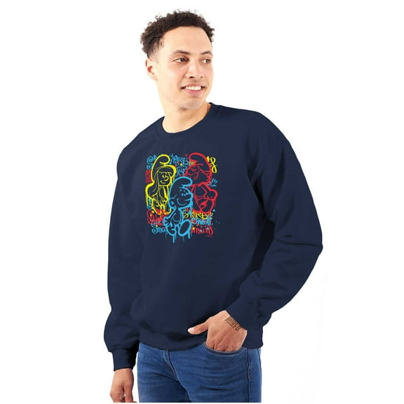 Smurfs Characters Retro 90s Graffiti Sweatshirt for Men or Women Brisco Brands S