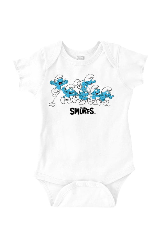 Smurfs Characters Retro Squad Goals Romper Boys or Girls Infant Baby Brisco Brands NB