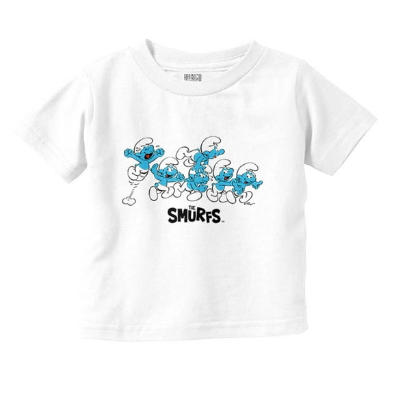 Smurfs Characters Retro Squad Goals Toddler Boy Girl T Shirt Infant Toddler Brisco Brands 4T