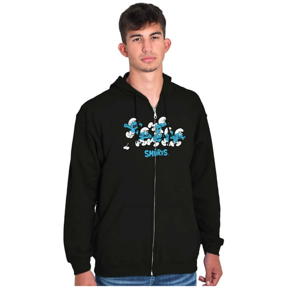 Smurfs Characters Retro Squad Goals Unisex Plus Size Zip Hoodie Brisco Brands 3X
