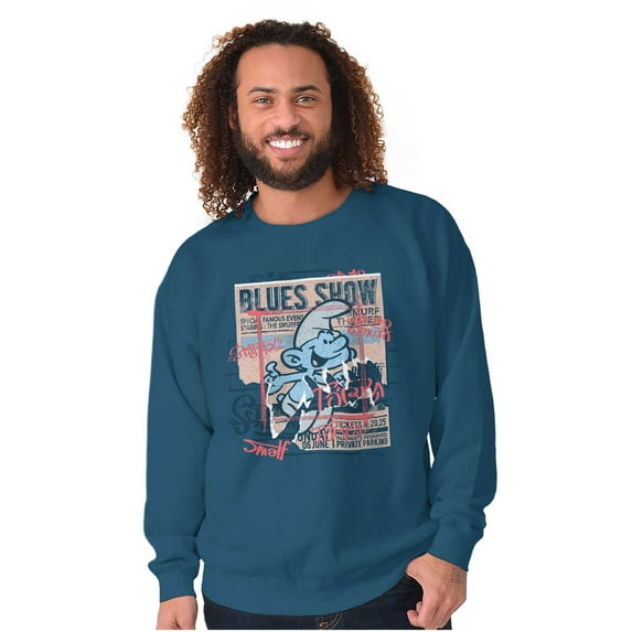 Smurfs Concert Poster 80s Cartoon Sweatshirt for Men or Women Brisco Brands S