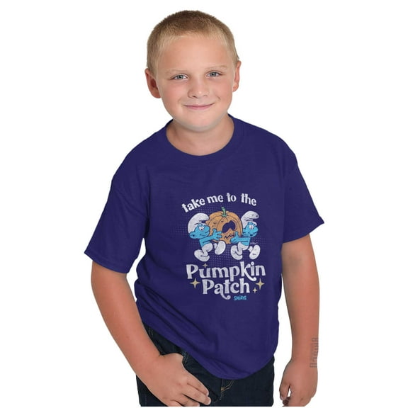 Smurfs Cute Halloween Pumpkin Patch Crewneck T Shirts Boy Girl Teen Brisco Brands L