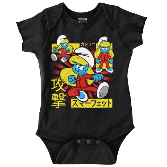 Smurfs Cute Kung Fu Smurfette Otaku Bodysuit Jumper Girls Infant Baby Brisco Brands 24M