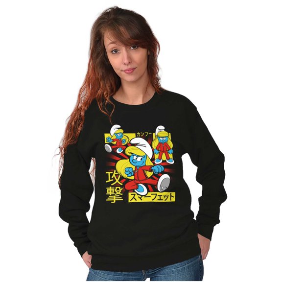 Smurfs Cute Kung Fu Smurfette Otaku Women Crewneck Sweatshirt Brisco Brands S