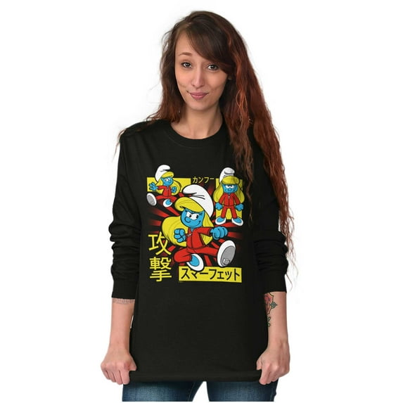 Smurfs Cute Kung Fu Smurfette Otaku Women's Long Sleeve T Shirt Brisco Brands M