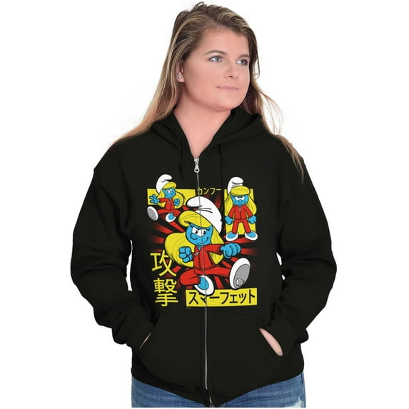 Smurfs Cute Kung Fu Smurfette Otaku Zip Hoodie Sweatshirt Women Brisco Brands S