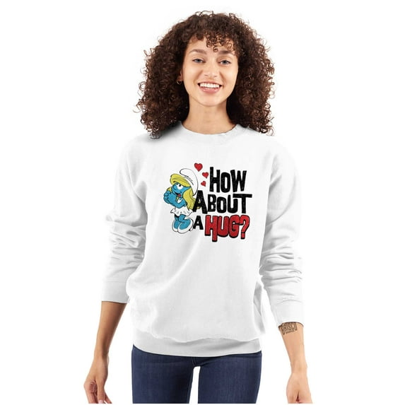 Smurfs Cute Smurfette How About a Hug Women Crewneck Sweatshirt Brisco Brands M