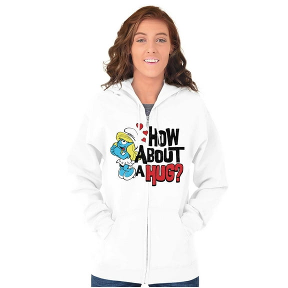 Smurfs Cute Smurfette How About a Hug Women Plus Size Zipper Hoodie Brisco Brands 2X