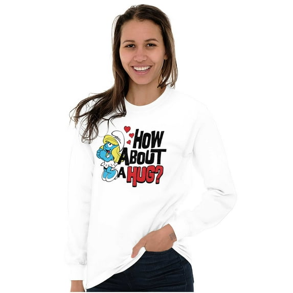 Smurfs Cute Smurfette How About a Hug Women's Long Sleeve T Shirt Brisco Brands L