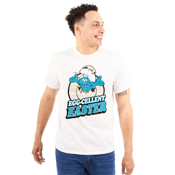 Smurfs Egg-Cellent Easter Egg Hunt Men's Graphic T Shirt Tees Brisco Brands S
