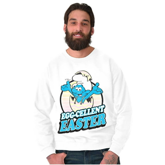 Smurfs Egg-Cellent Easter Egg Hunt Sweatshirt for Men or Women Brisco Brands S