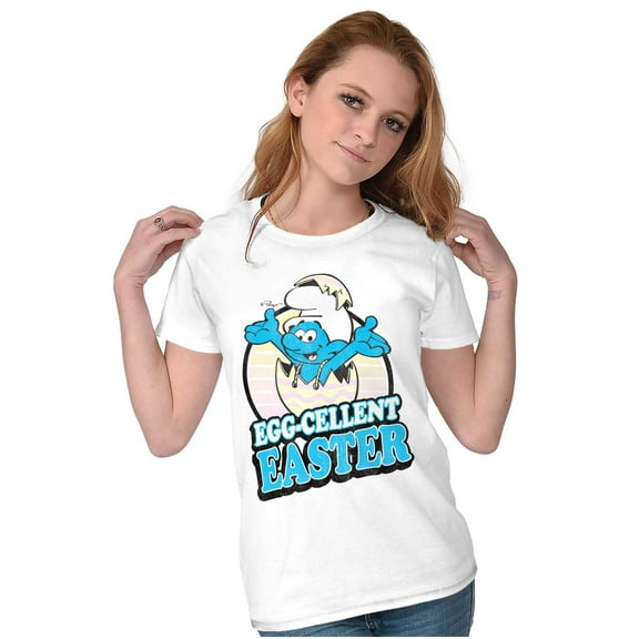 Smurfs Egg-Cellent Easter Egg Hunt Women's T Shirt Ladies Tee Brisco Brands L