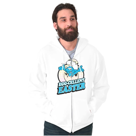 Smurfs Egg-Cellent Easter Egg Hunt Zip Up Hoodie Men's Women's Brisco Brands L