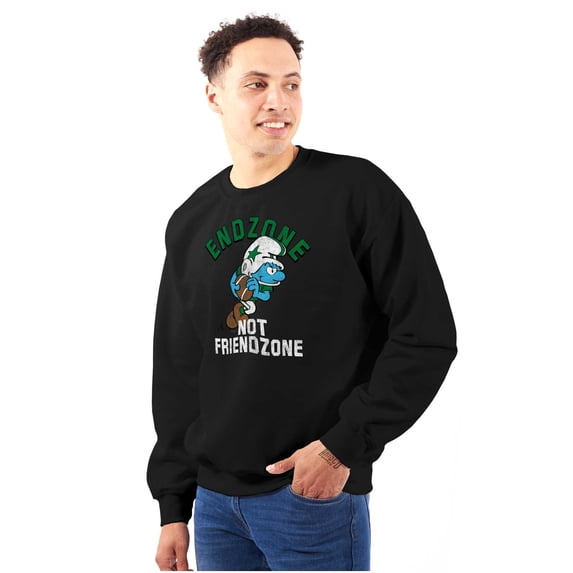 Smurfs Endzone not Friendzone Funny Men's Crewneck Sweatshirt Brisco Brands L