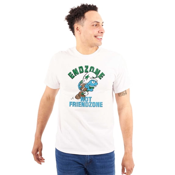 Smurfs Endzone not Friendzone Funny Men's Graphic T Shirt Tees Brisco Brands M