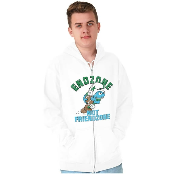 Smurfs Endzone not Friendzone Funny Zip Hoodie Sweatshirt Men Brisco Brands S