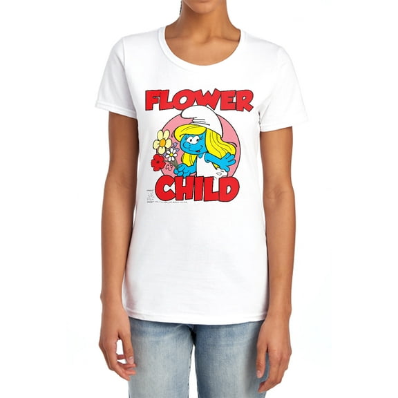 Smurfs Flower Child Women's T Shirt,Flower Child White,Medium