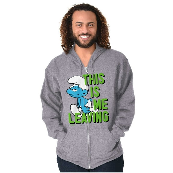 Smurfs Funny Attitude Don't Care Zip Up Hoodie Men's Women's Brisco Brands S