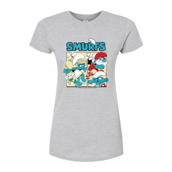 Smurfs - Grid - Juniors Fitted Graphic T-Shirt