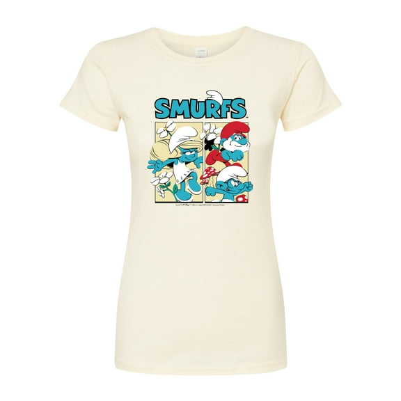 Smurfs - Grid - Juniors Fitted Graphic T-Shirt