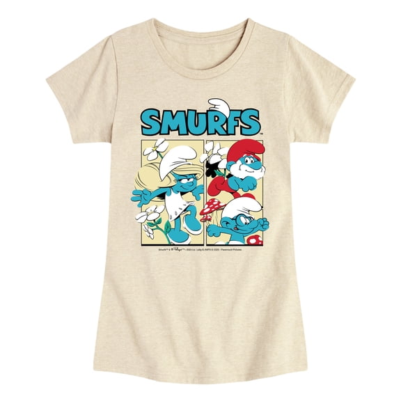Smurfs - Grid - Toddler And Youth Girls Fitted Short Sleeve Graphic T-Shirt