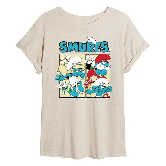 Smurfs - Grid - Women's Oversized Graphic T-Shirt